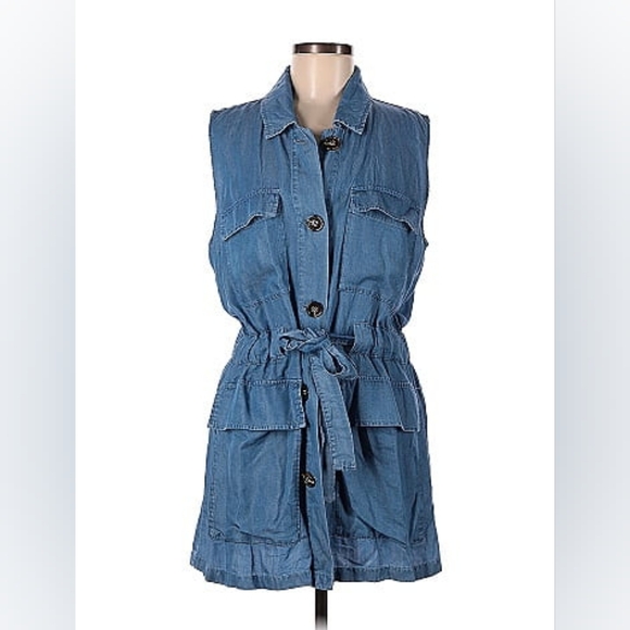 Marc New York Dresses & Skirts - Marc New York Tencel Chambray Denim Sleeveless Tie Waist Dress